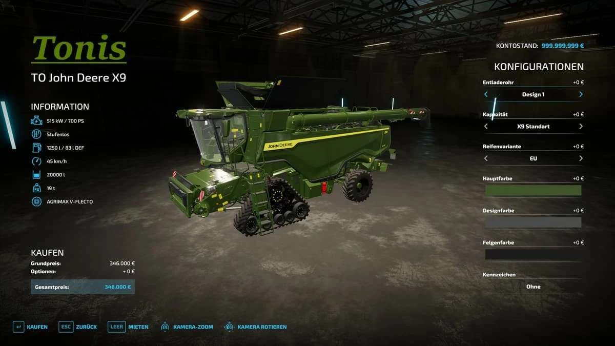 John Deere X9 V1320 Mod Fs22 2255