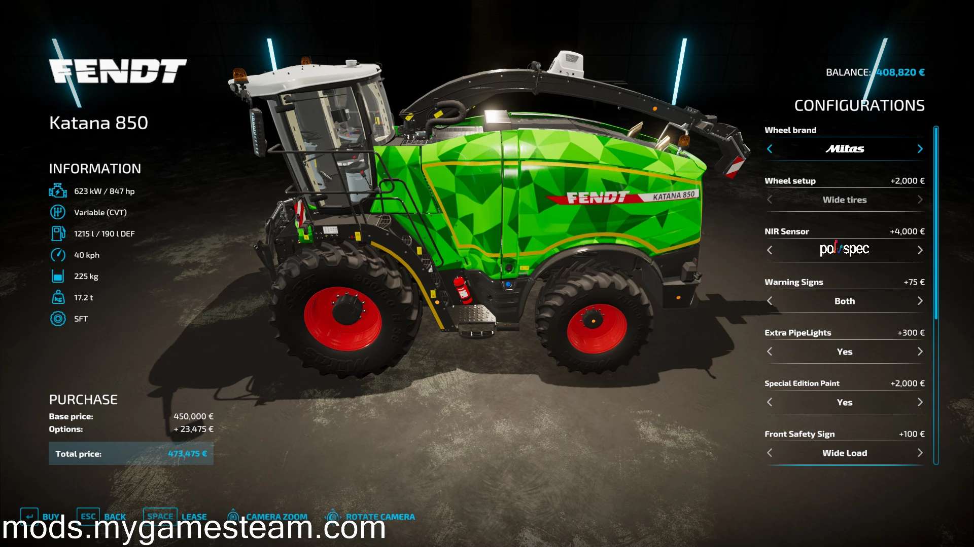 Fendt Katana 850 V1.0.0.0 – Mod FS22